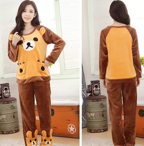 Pijama Urso Marrom Conjunto Duas Peças Calça e Blusa